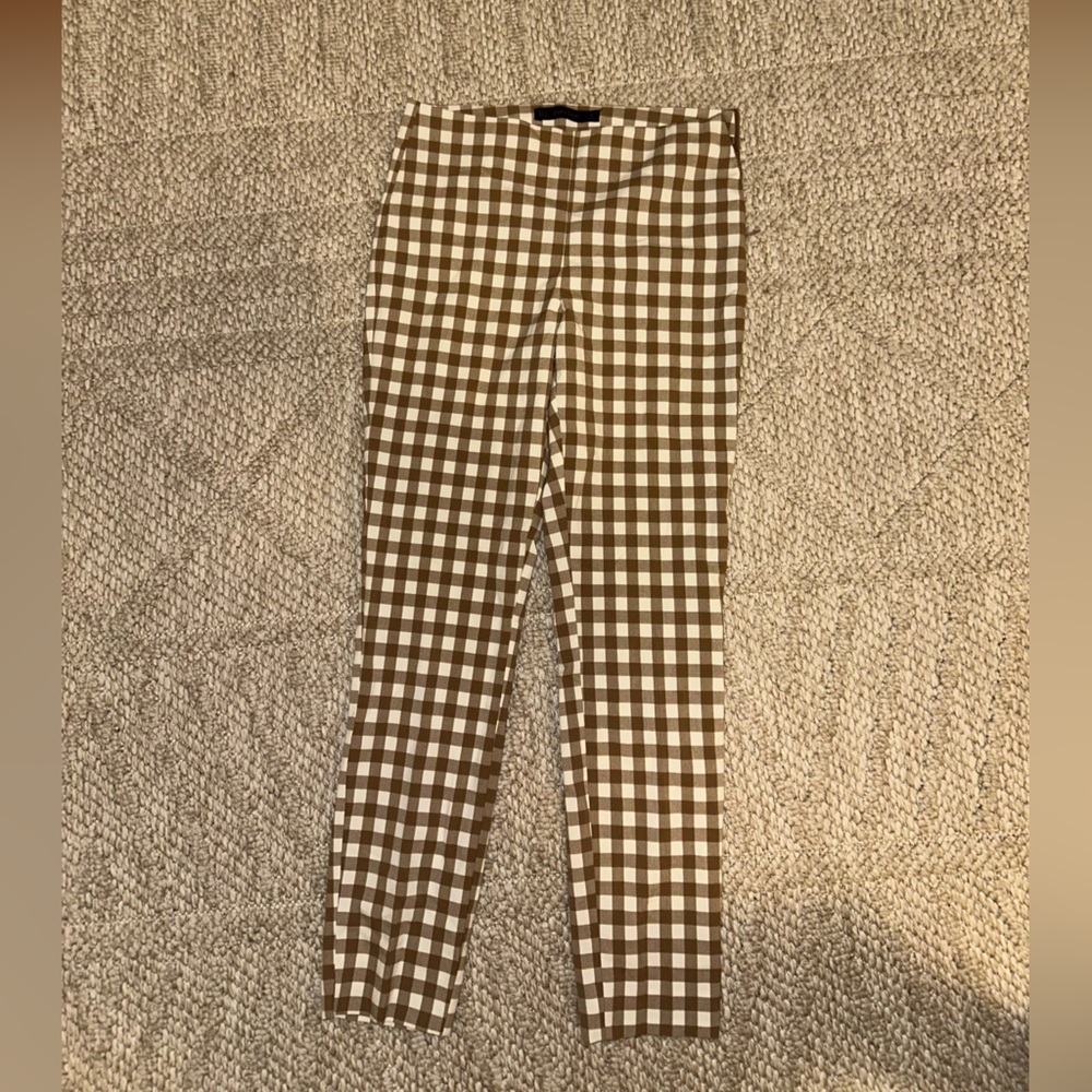 Zara Brown and White Gingham Trousers